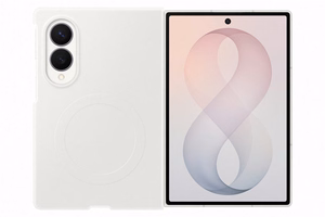 Samsung Galaxy Z Fold8 silikoninis magnetinis dėklas su 2 antirefleksinėmis plėvelėmis, kreminės spalvos