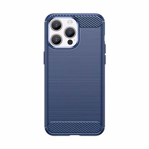 Гибкий чехол с карбоновым узором для iPhone 15 Pro Max Carbon Case - синий