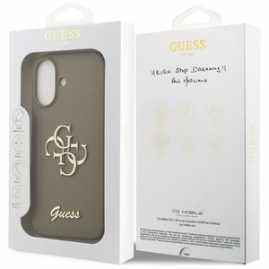 Guess Silikoninis didelis 4G užrašas dėklas iPhone 17 - rudas