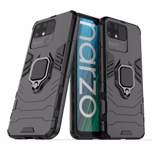 Ring Armor tvirtas hibridinis dėklas su magnetiniu laikikliu Realme Narzo 50A Juodas