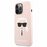 Karl Lagerfeld Silikoninis Karl`o galvos dėklas telefonui iPhone 13 Pro Max 6.7" - šviesiai rožinis