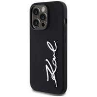 Karl Lagerfeld Silikoninis Metal Script Logo dėklas telefonui iPhone 14 Pro juodas
