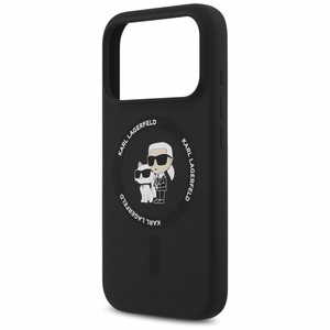 Dėklas Karl Lagerfeld Liquid Silicone Karl and Choupette MagSafe Apple iPhone 17 Pro Max juodas