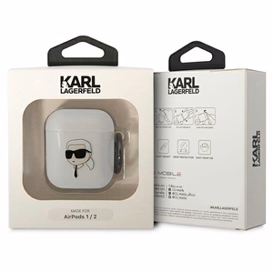 Karl Lagerfeld KLA2HNIKTCT AirPods 1/2 dėklas permatomas Karl`s Head