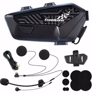 FreedConn F1 Plus V2 EU BT 5.4+EDR motociklo interfonas, veikimo spindulys iki 500 m, KALBA LENKIŠKAI
