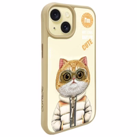 Nimmy Cool&Cute 2.0 katės dėklas telefonui iPhone 15 – smėlinis