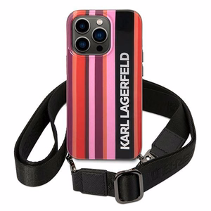 Karl Lagerfeld KLHCP14XSTSTP iPhone 14 Pro Max 6.7 "kietas dėklas rožinis / rožinis Spalvotos Juostelės Dirželis