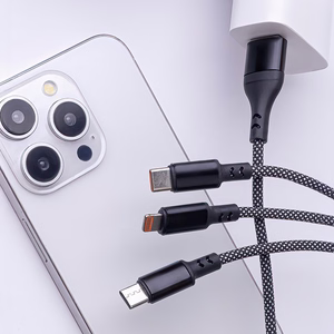 Maxlife ALLin1 cable USB + USB-C - Lightning + 2x USB-C 1,0 m 66W black
