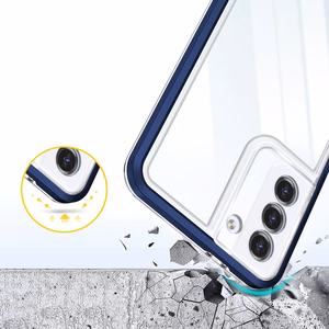 Прозрачный чехол 3in1 для Samsung Galaxy S21+ 5G (S21 Plus 5G) гелевый с рамкой синий