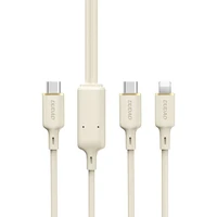 Dudao L7SF 2in1 USB-C - USB-C / Lightning kabelis 100W 1.2m - smėlio spalvos