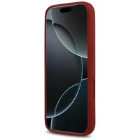 Guess Silikoninis Raštas Metalinis Logo Magnetinė dėklas telefonui iPhone 17 Pro - Raudona