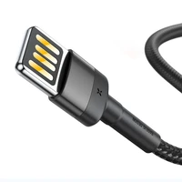 USB Lightning kabelis (dvigubas) Baseus Cafule 2.4A 1m (pilkas-juodas)