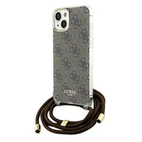 Guess Crossbody Cord 4G Print dėklas telefonui iPhone 15 / 14 / 13 - rudas