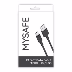 MYSAFE NB Laidas P156 MICRO USB 1M juodas