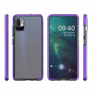 Pavasario dėklas skaidrus TPU gelinis apsauginis dangtelis su spalvotu rėmeliu Xiaomi Redmi Note 10 5G / Poco M3 Pro juodas