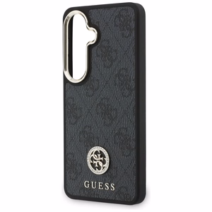 Guess 4G Big Rhinestone Triangle Strap MagSafe dėklas + dirželis Samsung Galaxy S26 juodas