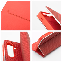 LUNA Book Carbon dėklas telefonui XIAOMI Redmi Note 13 Pro 4G / POCO M6 Pro 4G raudonas