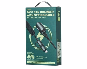 CAR ĮKROVIKLIS REMAX RUICHY SERIES 45 RCC356 + LIGHTNING/USB-C LAIDAS juodas
