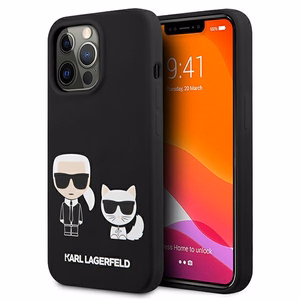 Karl Lagerfeld KLHCP13LSSKCK iPhone 13 Pro / iPhone 13 6.1 juodas Silikoninis dėklas Karl & Choupette