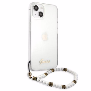 Guess GUHCP13SKPSWH iPhone 13 mini 5.4" Permatomas kietas dėklas Baltas Perlas