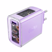 Acefast GaN 65W įkroviklis su 3 jungtimis (1xUSB, 2xUSB C) - violetinis (A45)
