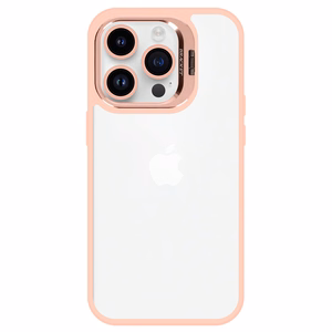 Tel Protect Dėklas telefonui su stovu + kameros stiklas Iphone 15 Pro šviesiai rožinė