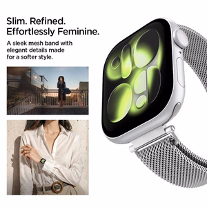 SPIGEN WBM4 dirželis APPLE WATCH 8 / 9 / 10 / 11 / SE (40 / 41 / 42 MM) sidabrinis
