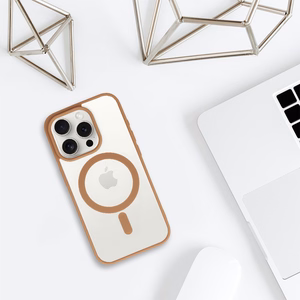 Akrilinis spalvotas magnetinis dėklas telefonui Iphone 15 Pro dykumos titano