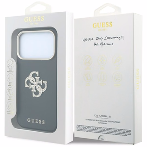 Guess Smooth & Big Strass Logo dėklas iPhone 18 Pro Max / 17 Pro Max – juodas