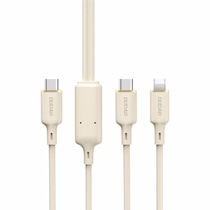 Dudao L7SF 2in1 USB-C - USB-C / Lightning kabelis 100W 1.2m - smėlio spalvos