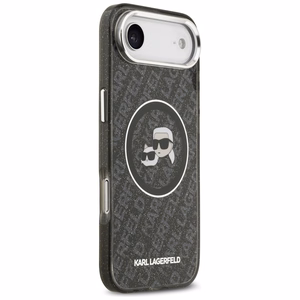 Karl Lagerfeld IML Blizgučiai Karl & Choupette Heads Logo Magnetinis iPhone Air dėklas - juodas