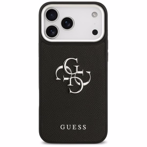 Guess Grained Big 4G Classic Logo dėklas telefonui iPhone 17 Pro Max - juodas