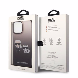 Karl Lagerfeld KLHCP14LTGKCK iPhone 14 Pro 6.1 "kietas dėklas juodas/juodas Gradientinis Ikonik Karl & Choupette