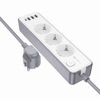 "Borofone" maitinimo juosta BAC9 - 3 lizdai 240V + 3xUSB + C tipo - PD 20W 2 metrai, juoda