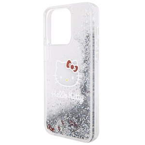 Hello Kitty skysto blizgučio pakabukai Kitty Head dėklas telefonui iPhone 15 Pro Max - sidabrinis