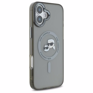 Karl Lagerfeld IML Metal Karl&Choupette Head magnetinis dėklas telefonui iPhone 16 - juodas