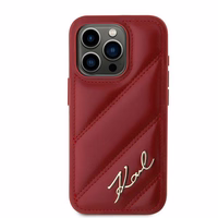 Karl Lagerfeld Diagonal Quilted Script dėklas telefonui iPhone 15 Pro Max - raudona