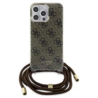 Guess Crossbody Cord 4G Print dėklas telefonui iPhone 15 Pro – rudas