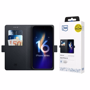 3mk piniginės tipo dėklas telefonui iPhone 16 - juodas