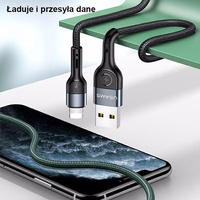 USAMS Pintas laidas U55 2A lightning juodas 1m SJ448USB01 (US-SJ448)
