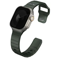 UNIQ dirželis Stride Apple Watch Series 1/2/3/4/5/6/7/8/9/SE/SE2/Ultra/Ultra 2 42/44/45/49mm FKM guminis tamsiai žalias