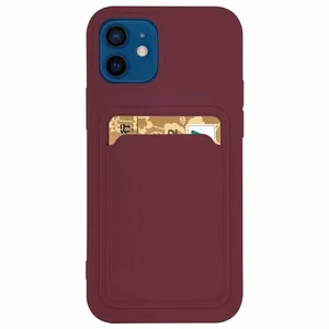 Kortelių dėklas silikoninė piniginė su kortelės skyriumi dokumentams Xiaomi Redmi 10X 4G / Xiaomi Redmi Note 9 bordo