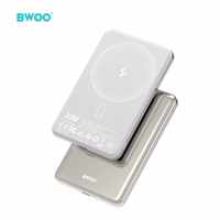 BWOO Ultra Slim Išorinė baterija 5000mAh with magnetic charging P79 light pilkas
