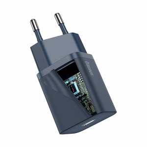 Baseus Super Si 1C greito įkrovimo įkroviklis USB Type C 20W Power Delivery + USB Type C - Lightning kabelis 1m mėlynas (TZCCSUP-B03)