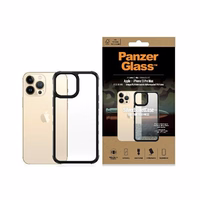 PanzerGlass ClearCase antibakterinis karinės klasės sertifikuotas dėklas telefonui iPhone 13 Pro Max – skaidrus ir juodas