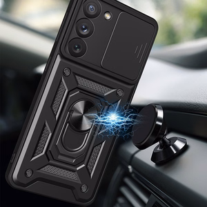 Hybrid Armor Camshield dėklas Samsung Galaxy S23+ šarvuotas dėklas su kameros dangteliu mėlynas