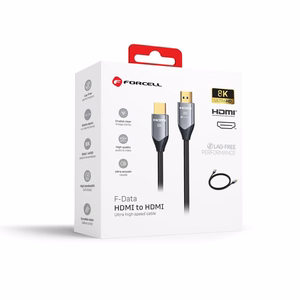 Laidas HDMI 2.1 Forcell Cafule 8K 60Hz / 4K 120Hz - Ultra High Speed, HDR, eARC, VRR, 48Gbps 5 m juodas