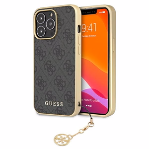 Guess GUHCP13XGF4GGR iPhone 13 Pro Max 6.7" pilkas kietas dėklas 4G Žavesių Kolekcija