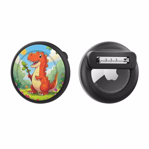 AirTag ženklo dėklas - juodas su dinozaurų spauda