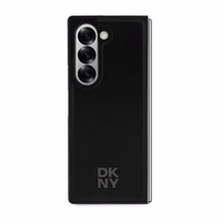 DKNY Magnetinis paprastas odinis metalinis dėklas su logotipu Samsung Galaxy Z Fold 6 - juodas